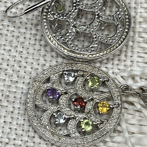 Vintage Ross-Simons Real Sterling Silver Multi-Gemstone Earrings - Picture 14 of 16